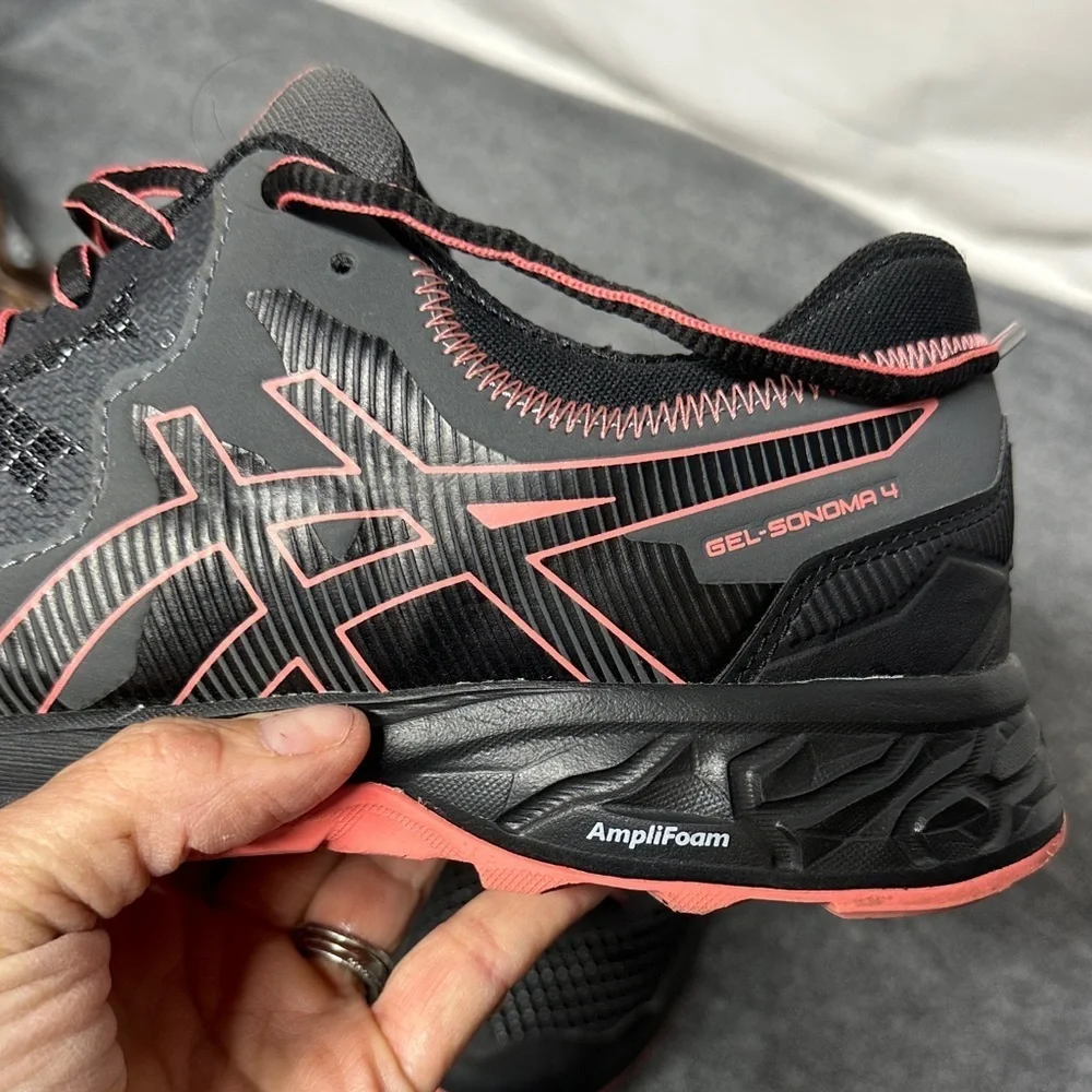 Asics Gel Sonoma 4 Women's Trail Hiking Shoes Size 10.0 Black Coral EUC!
